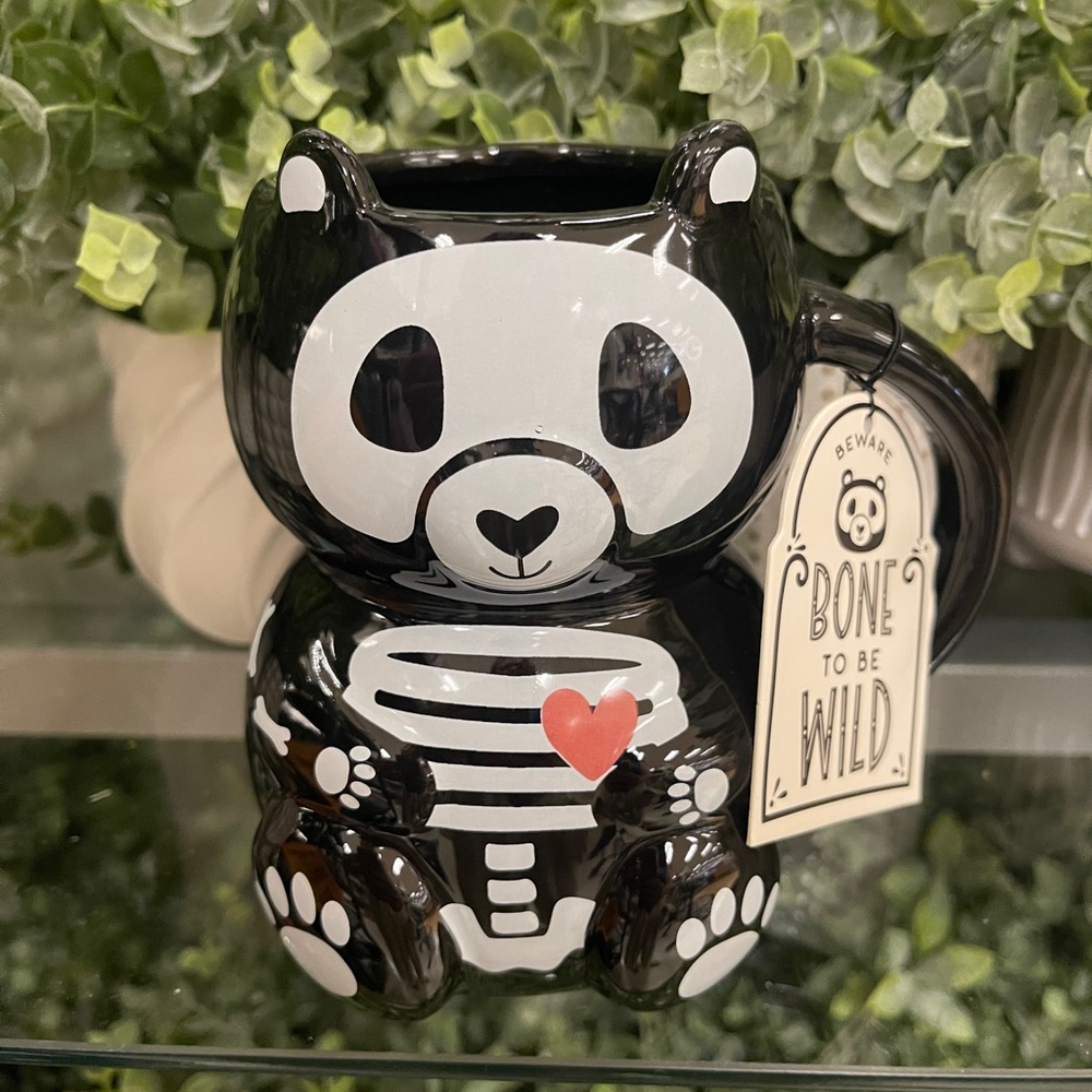 Halloween Skeleton Teddy Bear Figural Ceramic Coffee Mug NWT